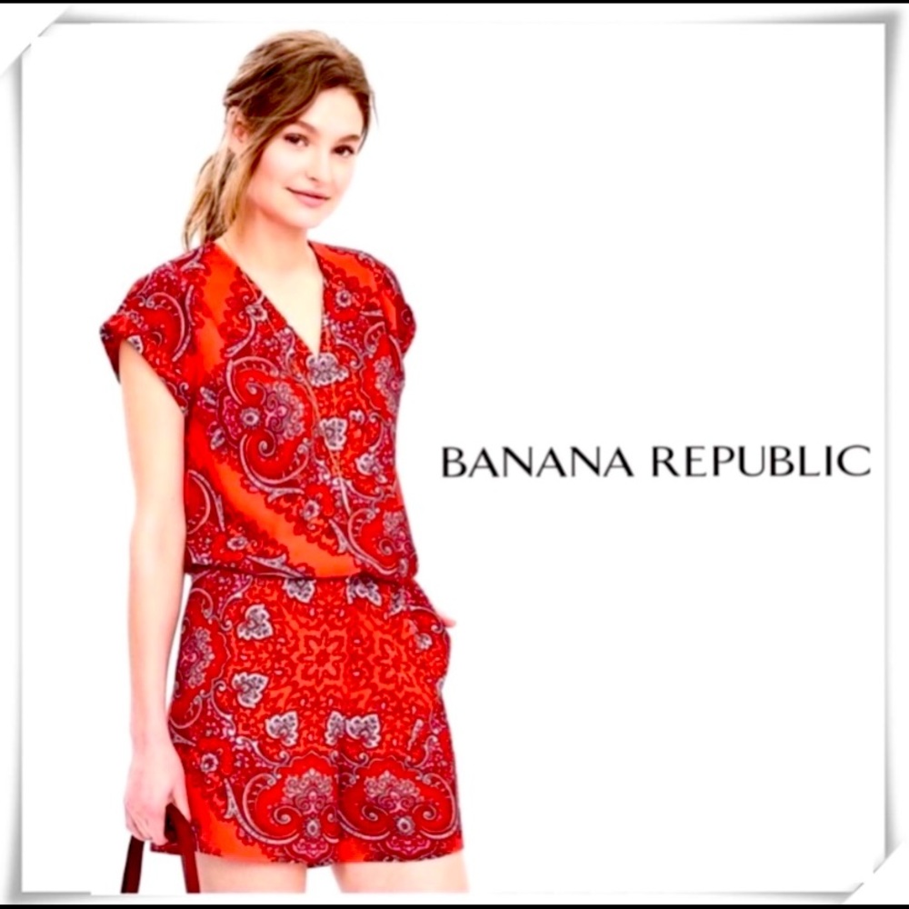 NWOT Banana Republic Paisley Print Romper Red